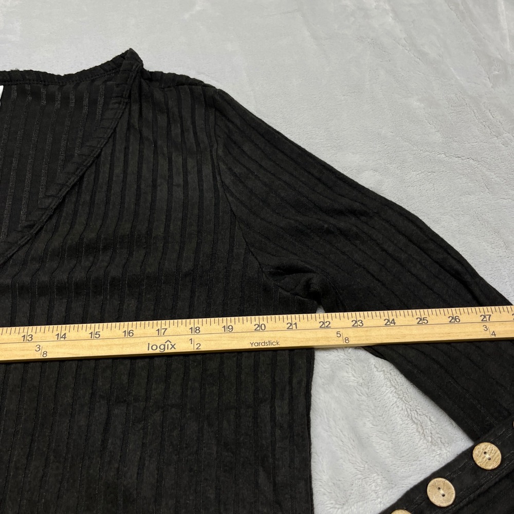 Askyes Ribbed Button Front‎ Womens Cardigan XL Black Pockets - Picture 7 of 11